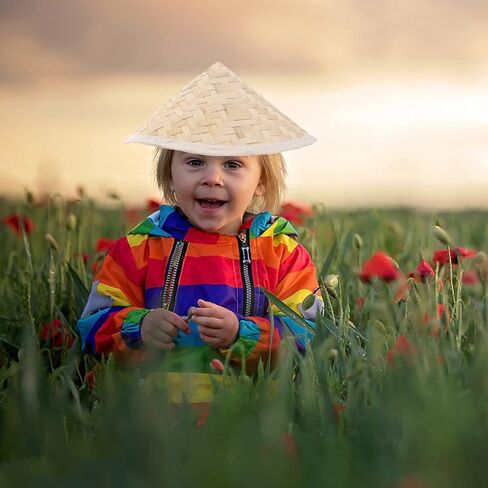 ULTNICE Chinese Farmer Rice Hats Oriental Straw Hat Traditional Straw Sun Hat Rice Patty Hat Rice Paddy Hat for Children Kids Teenagers in Saudi Arabia