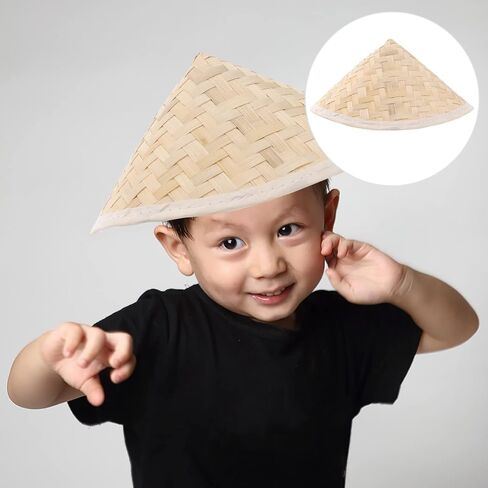 ULTNICE Chinese Farmer Rice Hats Oriental Straw Hat Traditional Straw Sun Hat Rice Patty Hat Rice Paddy Hat for Children Kids Teenagers in Saudi Arabia