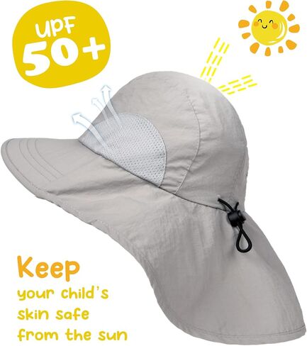 Camptrace Toddler Kids Sun Hat UPF 50+ for Boys Girls Beach Fishing Safari Hats with Neck Flap Sun Protection in Kuwait