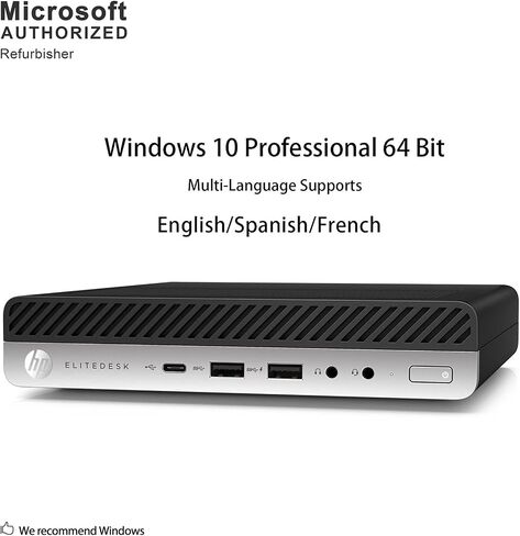HP EliteDesk 800 G4 4CB30UT Mini Desktop (2.1 GHz Intel Core i5-8500T, 8 GB DDR4 SDRAM, 256 GB SSD, Windows 10 Pro) (Renewed) in Saudi Arabia