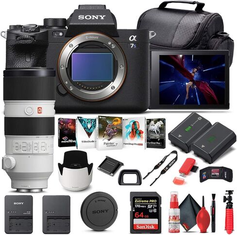 Sony Alpha a7S III Mirrorless Digital Camera (Body Only) (ILCE7SM3/B) + Sony FE 70-200mm Lens + 64GB Memory Card + NP-FZ-100 Battery + Corel Photo Software + Case + External Charger + More (Renewed) in Saudi Arabia