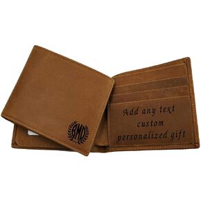 Engraved Mens Wallet Personalized Leather Wallet for Men Husband Dad Son Boyfriend Love Custom Gifts (CUSTOM WALLET) in Saudi Arabia