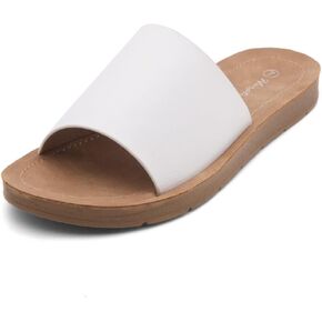 Herstyle Womens Jarina Slide Sandals Open Toe Slip on One Band Flat Sandal Casual Summer Shoes
