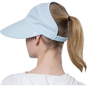 Muryobao Womens Summer Baseball Hat Outdoor Wide Brim UV Protection Foldable Ponytail Mesh Sun Visor Cap with Removable Flap
