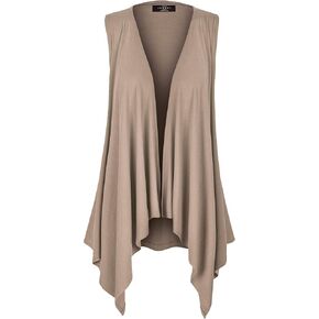 Made By Johnny Women's Lightweight Sleeveless Draped Open Cardigan