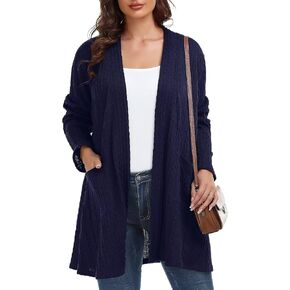 BELAROI Womens Open Front Cardigan Cable Knit Sweaters Plus Size Long Sleeve Tops Loose Fall Outwear Coat with Pockets in Saudi Arabia