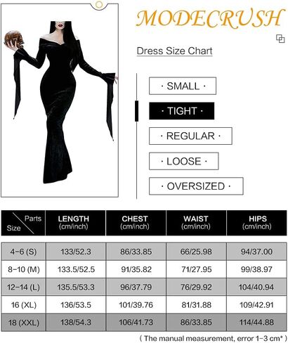 MODECRUSH Halloween Costume Morticia Addams Costume Womens Addams Family Wednesday Dress Black Floor Dress in Saudi Arabia
