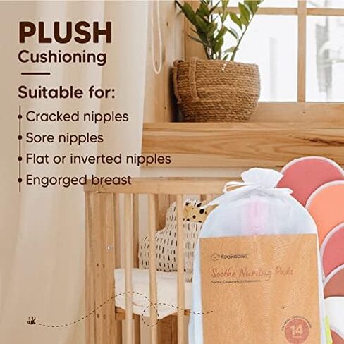 14-Pack Reusable Nursing Pads for Breastfeeding (Lovelle, L 4.8") | Soft & Absorbent, 4-Layers, Washable Breast Pads for Leaking Milk, Viscose from Bamboo Breastfeeding Essentials, Nipple Cover in Saudi Arabia