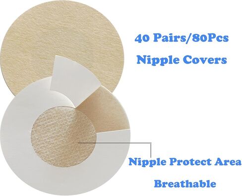 كريس كيكومي 40 زوجًا من أغطية الحلمات للنساء للاستعمال مرة واحدة، أغطية للحلمات غير المرئية الدائرية، عارية in Kuwait