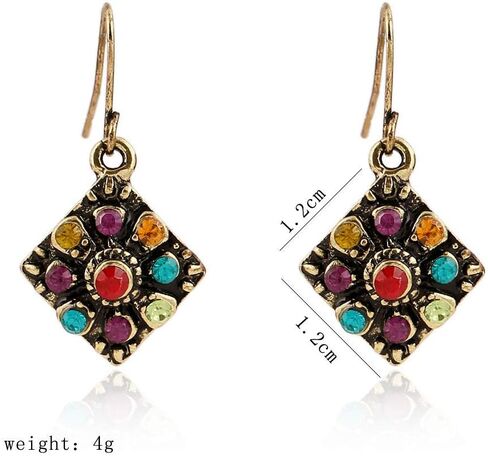 أقراط على الطراز البوهيمي الوطني، أقراط OYEFLY الماسية من حجر الراين القديم أقراط أذن مجوهرات هدية على شكل قطرة للأذن in Kuwait