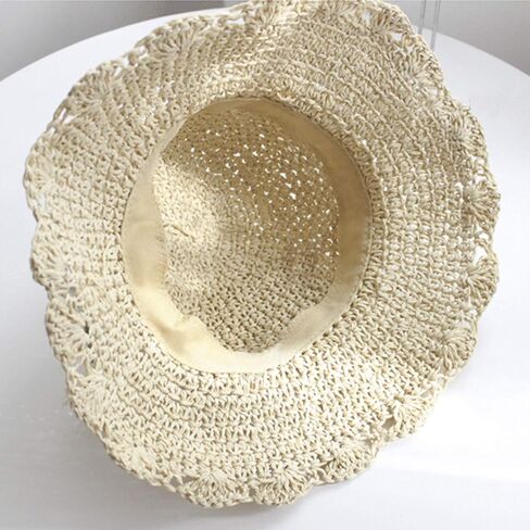 Summer Beach Sun Straw Hats for Women Wide Brim Packable Travel Bucket Hats UPF 50+ in Kuwait