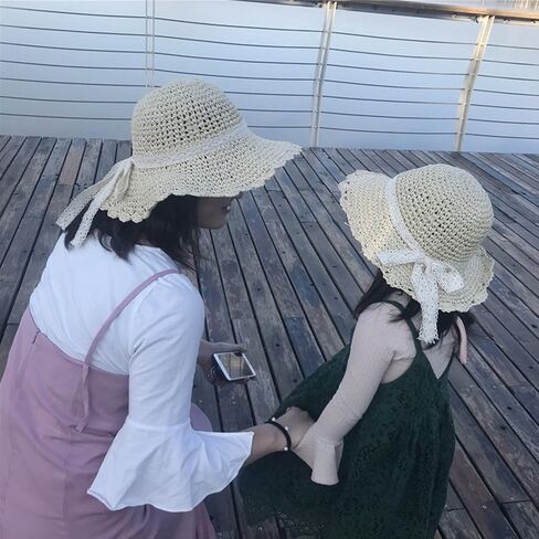 Summer Beach Sun Straw Hats for Women Wide Brim Packable Travel Bucket Hats UPF 50+ in Kuwait