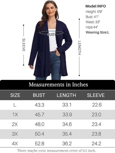 BELAROI Womens Open Front Cardigan Cable Knit Sweaters Plus Size Long Sleeve Tops Loose Fall Outwear Coat with Pockets in Kuwait