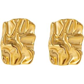  Chunky Gold Rectangle Stud Earrings for Women, Dainty Thick Stud Earrings, Minimalist Geometric Earrings for Women Girls in Saudi Arabia