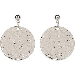 JustMoMoMin Hammered Round Disc Dangle Earrings Polished Circle Drop Earrings for Women Girls Jewelry