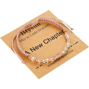 Btysun Morse Code Bracelets for Women Teen Girl Gifts Pink Braided Bracelets Inspirational Best Friend Birthday Gifts for Her Christmas High School Graduation Gifts for Her 2024 Mom Bracelet Jewelry in Saudi Arabia