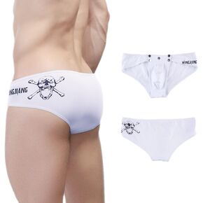 Akkad Kuti Mens Underwear Briefs Bikini Sexy Lingerie Nightclub Panties with Snap Button