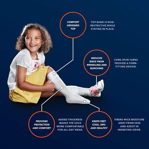 جوارب SmartKnit & CoreSpun Kids AFO Interface - 4 قطع (2-أبيض، رمادي، مبهج (أسود/أزرق ملكي)، عادي للأطفال) in Kuwait