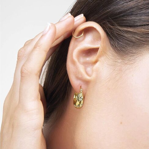 KISSPAT Sterling Silver Chunky Hoop Earrings for Women Hypoallergenic Thick Huggie Earring Wide Hoops Everyday Hoop Earrings in Kuwait