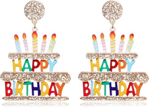 FAERLIIRY أقراط عيد ميلاد مطرز بريق عيد ميلاد سعيد رسالة قطرة استرخى أقراط حفلة عيد ميلاد مجوهرات هدايا للنساء الفتيات in Kuwait