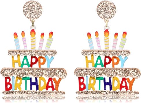 FAERLIIRY أقراط عيد ميلاد مطرز بريق عيد ميلاد سعيد رسالة قطرة استرخى أقراط حفلة عيد ميلاد مجوهرات هدايا للنساء الفتيات in Kuwait