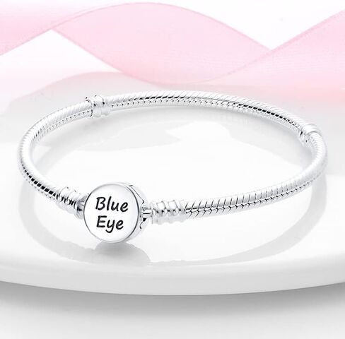 LNQOBU 925 Sterling Silver Snake Chain Bracelet Glossy Women Charm Bracelets Fit European Charms, for Teen Girls Mother's Day Gift(With one Spacer Beads) in Kuwait