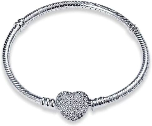 LNQOBU 925 Sterling Silver Snake Chain Bracelet Glossy Women Charm Bracelets Fit European Charms, for Teen Girls Mother's Day Gift(With one Spacer Beads) in Kuwait