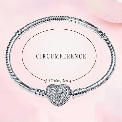 LNQOBU 925 Sterling Silver Snake Chain Bracelet Glossy Women Charm Bracelets Fit European Charms, for Teen Girls Mother's Day Gift(With one Spacer Beads) in Kuwait