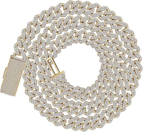 ISAAC WOLF Lab Created 10mm Cuban Link Chain Moissanite 14k Gold Over Sterling Silver Men Women in WHITE, YELLOW or ROSE GOLD in Saudi Arabia