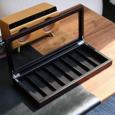 حافظة منظم لسوار الساعة من Besforu للرجال أو النساء، صندوق تخزين لسوار الساعة الخشبي متوافق مع عرض أساور ساعة Apple وإكسسواراتها (قشرة خشب الأبنوس 8 فتحات) in Kuwait