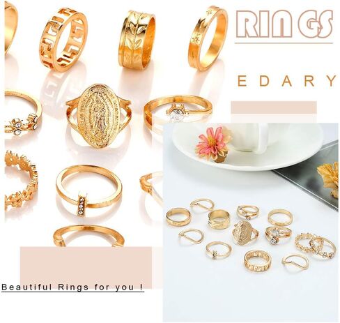 Edary مجموعة خواتم خمر منحوتة المفصل خواتم كريستال الأحجار الكريمة تكويم خواتم الاصبع منتصف حلقة مجموعة للنساء والفتيات in Kuwait