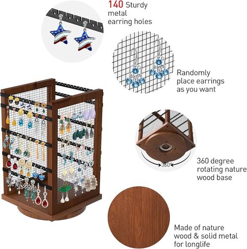 Earring Organizer, 5-Tier Jewelry Holder Organizer for Earrings Necklaces, Rotating Earring Holder Organizer for Selling, Earring Display Holder for Store, Showcase, Tradeshow, Necklace Display in Saudi Arabia