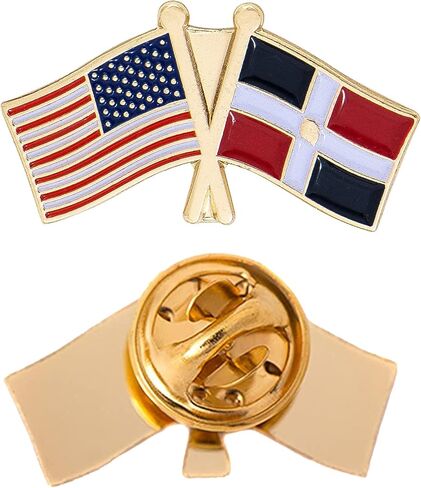 Dominican Republic Lapel Pin Enamel with United States USA Souvenir Hat Men Women Patriotic Country (Double Flag Pin) in Saudi Arabia