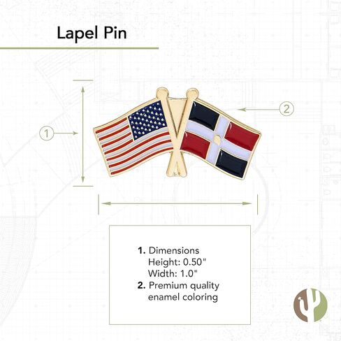 Dominican Republic Lapel Pin Enamel with United States USA Souvenir Hat Men Women Patriotic Country (Double Flag Pin) in Saudi Arabia