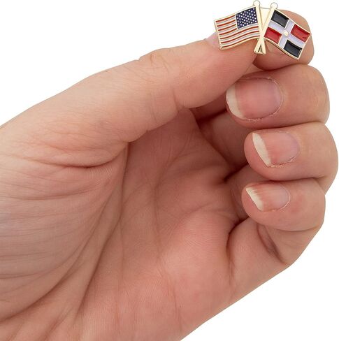Dominican Republic Lapel Pin Enamel with United States USA Souvenir Hat Men Women Patriotic Country (Double Flag Pin) in Saudi Arabia