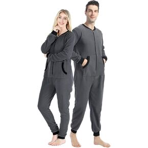 dressfan Unisex Pajamas Onesie Jumpsuit Loungewear Thermal Zipper Non-Footed,Women&Men…