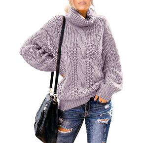 Chase Secret Womens Turtle Cowl Neck Solid Color Soft Comfy Cable Knit Pullover Sweaters S-2XL in Saudi Arabia