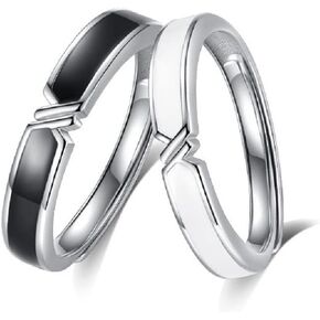 2 Pcs Sun Moon Matching Rings Set Couple Friendship Lover Open Adjustable Rings Minimalist Heart Engagement Wedding Bands Simple Multi-Style Jewelry for Him Her Lover Couples