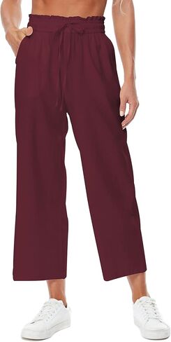 CNJXJCD Womens Linen Pants Wide Leg High Waisted Drawstring Casual Flowy Pants with Pockets in Kuwait