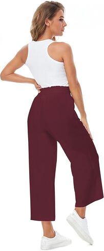 CNJXJCD Womens Linen Pants Wide Leg High Waisted Drawstring Casual Flowy Pants with Pockets in Kuwait
