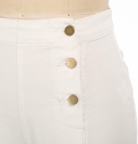 Belle Poque Women's High Waisted Wide Leg Pants Button Decorated Casual Stretchy Trousers with Pockets in Kuwait