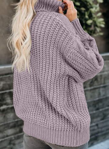 Chase Secret Womens Turtle Cowl Neck Solid Color Soft Comfy Cable Knit Pullover Sweaters S-2XL in Saudi Arabia