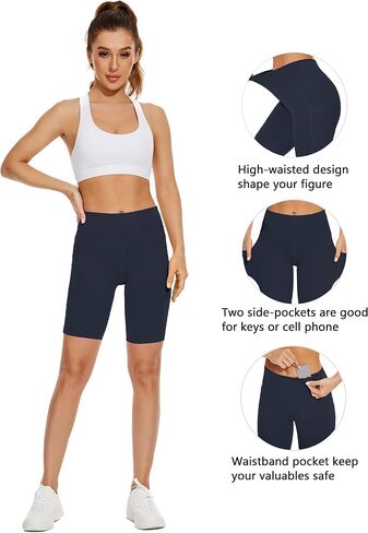 Custer's Night High Waist Out Pocket Yoga Short Tummy Control Workout Running 4 Way Stretch Yoga Leggings in Kuwait