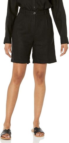 The Drop Women's Millie Loose-fit Pleated Long Linen Walk Short in Saudi Arabia