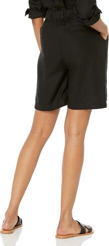 The Drop Women's Millie Loose-fit Pleated Long Linen Walk Short in Saudi Arabia