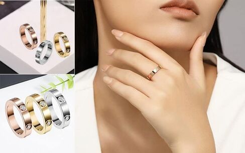 Love Friendship Ring 18K Gold White Gold Rose Silver Plated Cubic Zirconia Titanium Steel Stainless Steel Commitment Ring Wedding Girl Jewelry Valentine's Day Sisters Friends Birthday Gift Ladies in Kuwait
