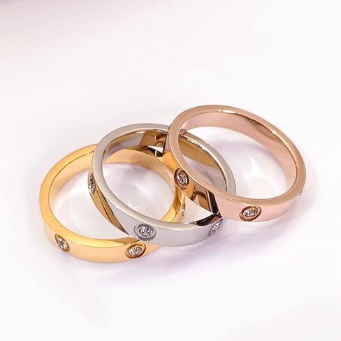 Love Friendship Ring 18K Gold White Gold Rose Silver Plated Cubic Zirconia Titanium Steel Stainless Steel Commitment Ring Wedding Girl Jewelry Valentine's Day Sisters Friends Birthday Gift Ladies in Kuwait