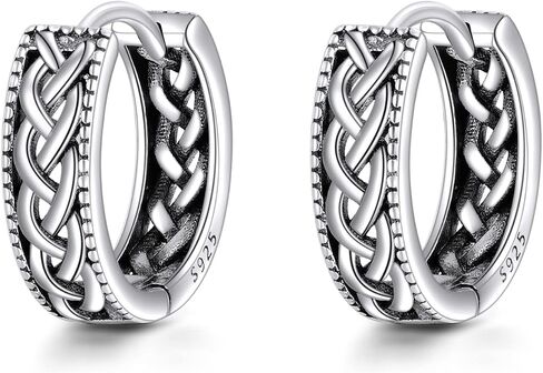 Celtic Knot Huggie Earrings Sterling Silver Lightning Bolt/Star of David/Dachshund/Dolphin/Turtle/Paw Print Small Hoop Earrings Jewelry Gifts for Women Girls in Kuwait