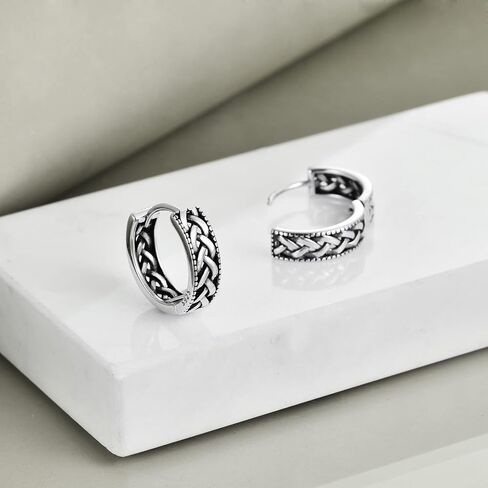 Celtic Knot Huggie Earrings Sterling Silver Lightning Bolt/Star of David/Dachshund/Dolphin/Turtle/Paw Print Small Hoop Earrings Jewelry Gifts for Women Girls in Kuwait