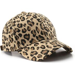 AULPEE Stylish Leopard Print Women's Baseball Cap,Low Profile Vintage Adjustable Hat, Outdoor Activities and Summer Gift